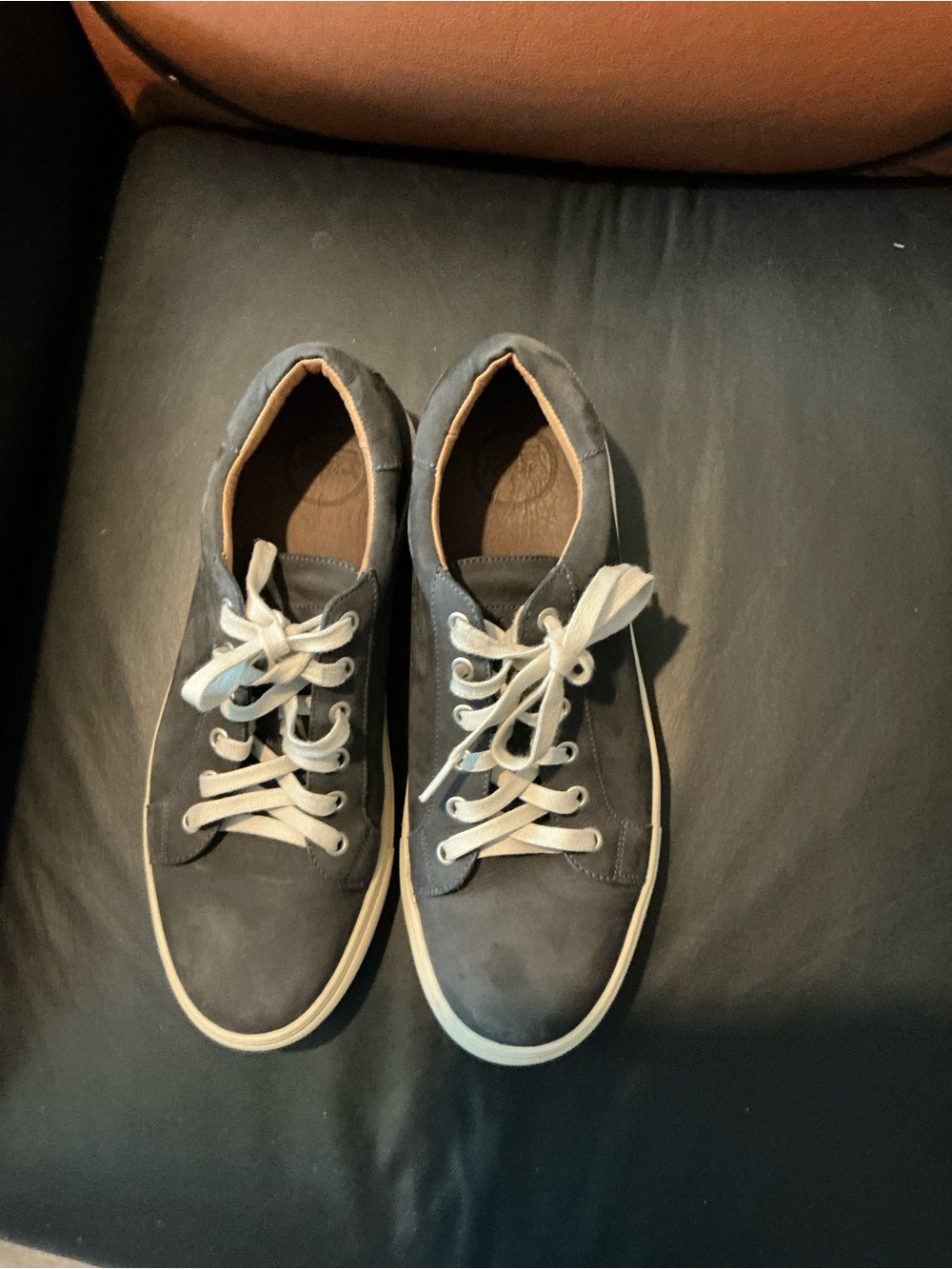 Peter Millar Navy Suede Low-Top Sneakers with White Laces